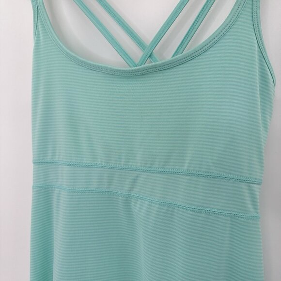 Soybu Active Turquoise Striped Dress Sz L‎ Built In Bra Preppy Boho See Photos - Picture 4 of 11